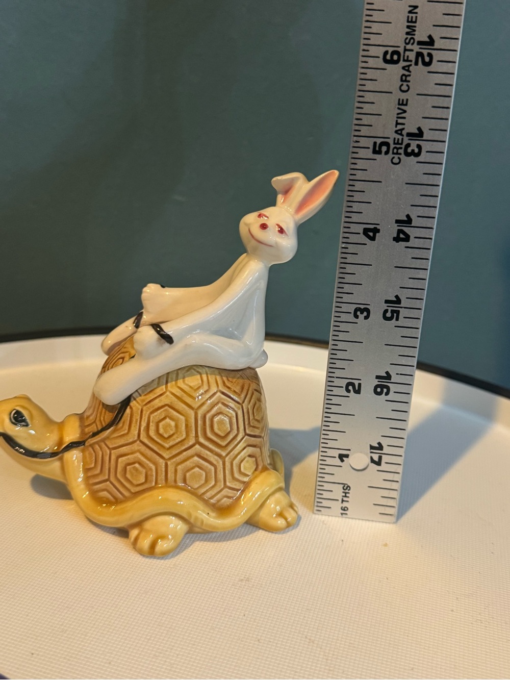 Vintage NORCREST Small Rabbit Hare on Turtle Tortoise Ceramic anthropomorphic - Picture 11 of 11